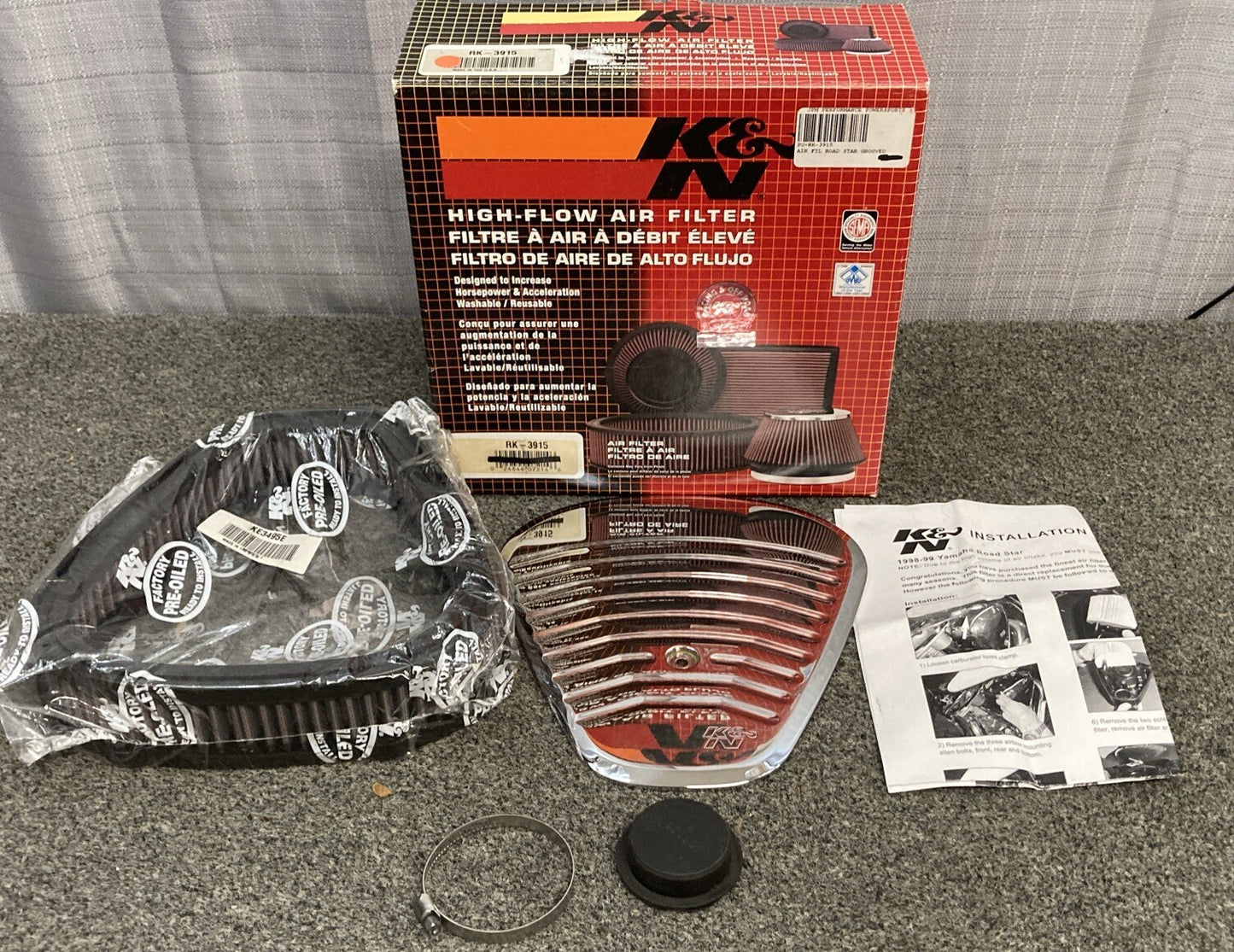 NEW K&N RK-3915 CUSTM PERFORMANCE METRIC CRUISER AIR CLEANER KIT
