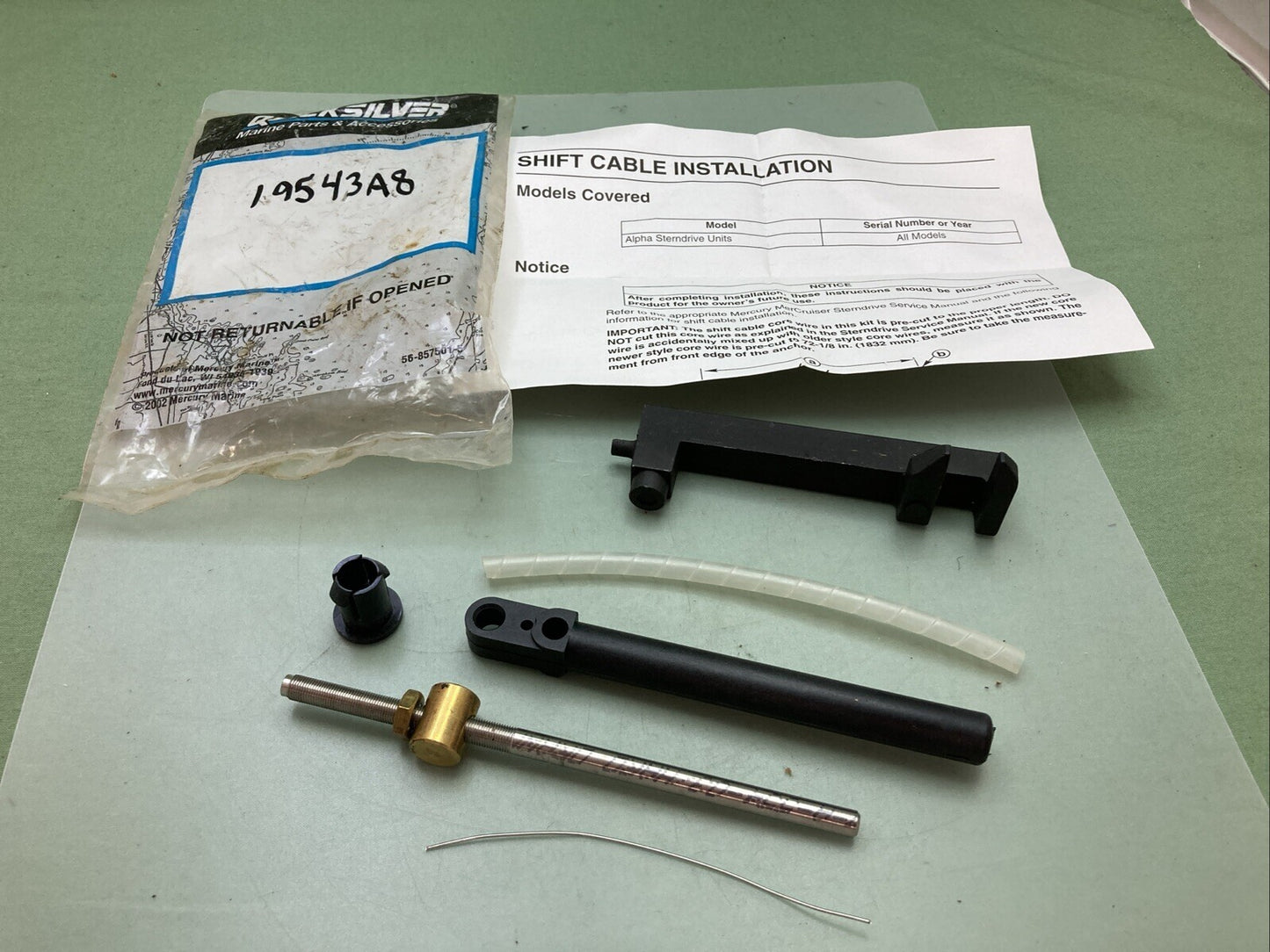 NEW GENUINE MERCURY QUICKSILVER 19543A 8 SHIFT CABLE ASSEMBLY, INCOMPLETE KIT