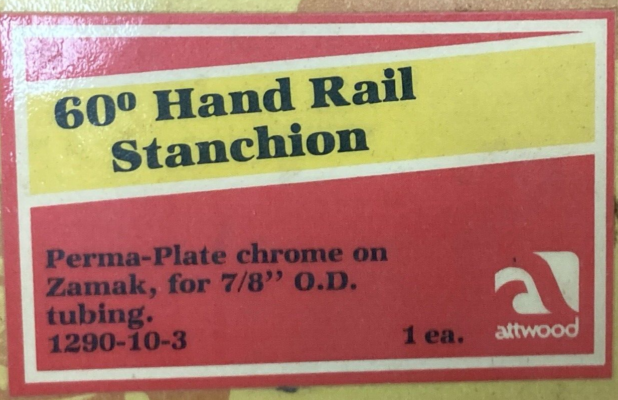 NEW GENUINE ATTWOOD 1290-10-3 1287B3 60° HAND RAIL STANCHION CHROME 7/8" OD TUBE