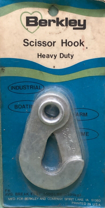 NEW GENUINE BERKLEY F6 SCISSOR HOOK HEAVY DUTY 5500# BRAKE TEST