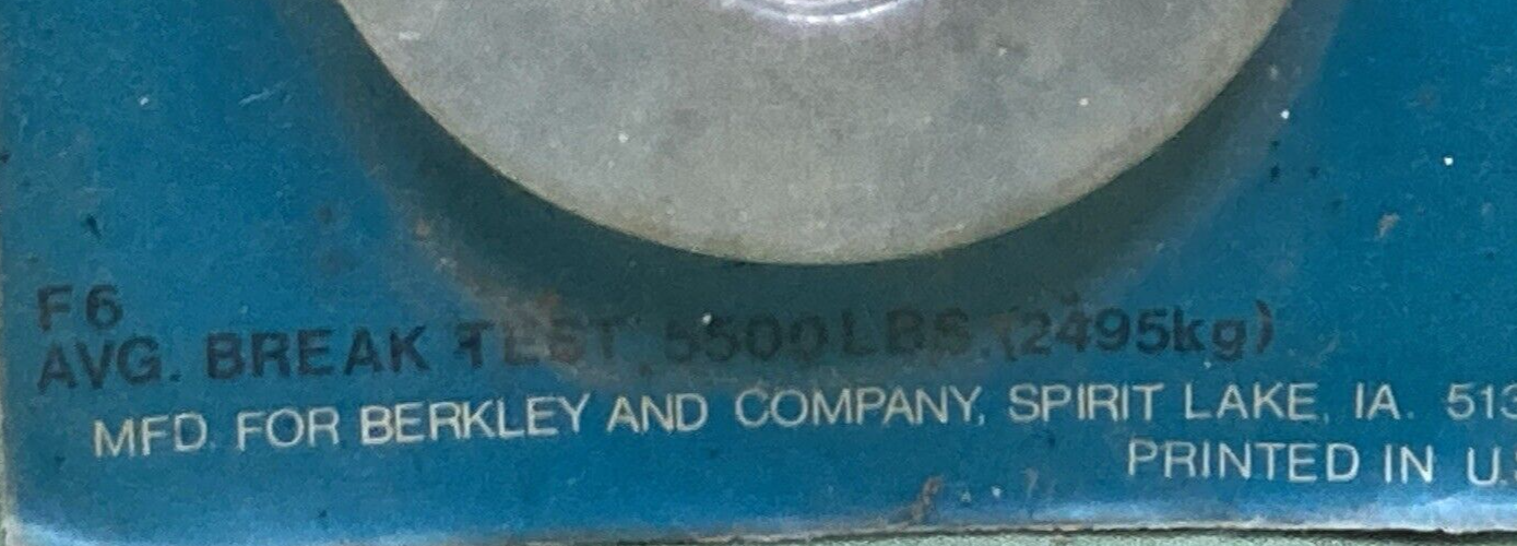 NEW GENUINE BERKLEY F6 SCISSOR HOOK HEAVY DUTY 5500# BRAKE TEST