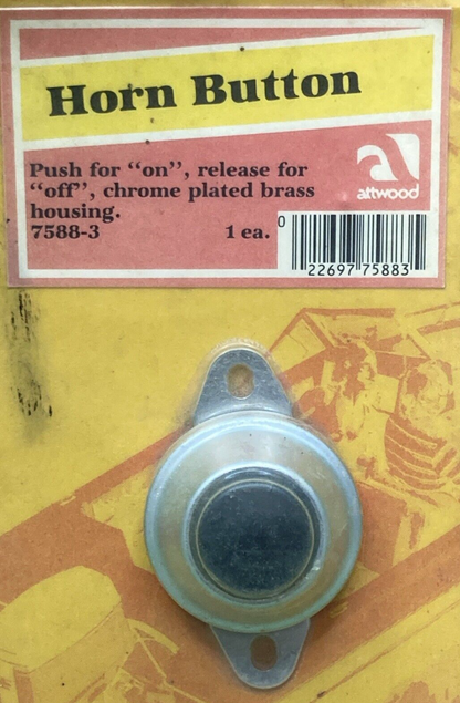NEW GENUINE ATTWOOD 7588-3 HORN BUTTON PUSH ON RELEASE OFF CHROME BRASS 12V