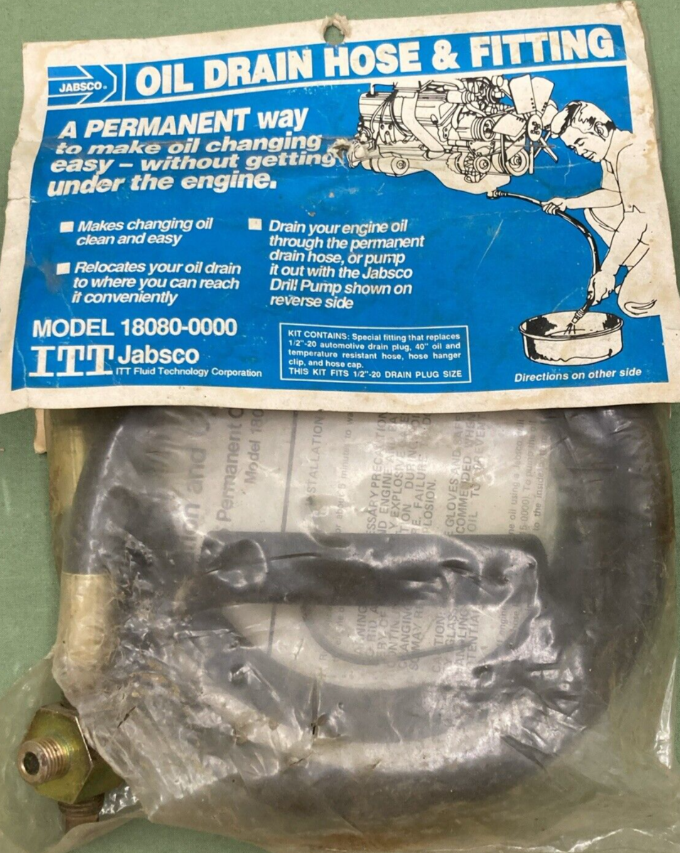 NEW GENUINE JABSCO 18080-0000 OIL DRAIN HOSE & FITTING KIT 1/2"-20 PLUG