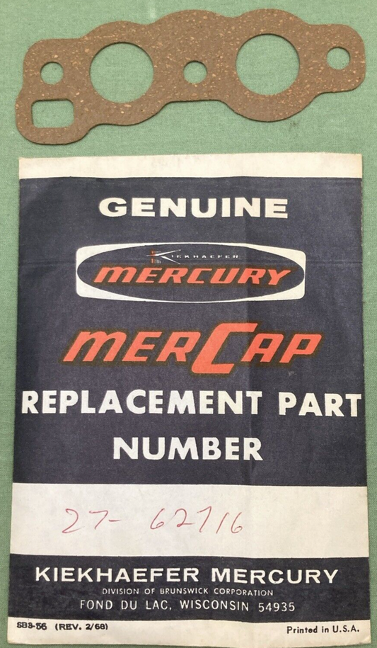 QTY 2 NEW GENUINE MERCURY 27-62716 THERMOSTAT GASKET OUTBOARD