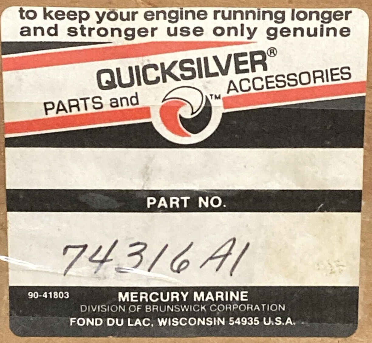 NEW GENUINE MERCURY QUICKSILVER 74316A1 ARM ASM SWIV OUTBOARD 50HP