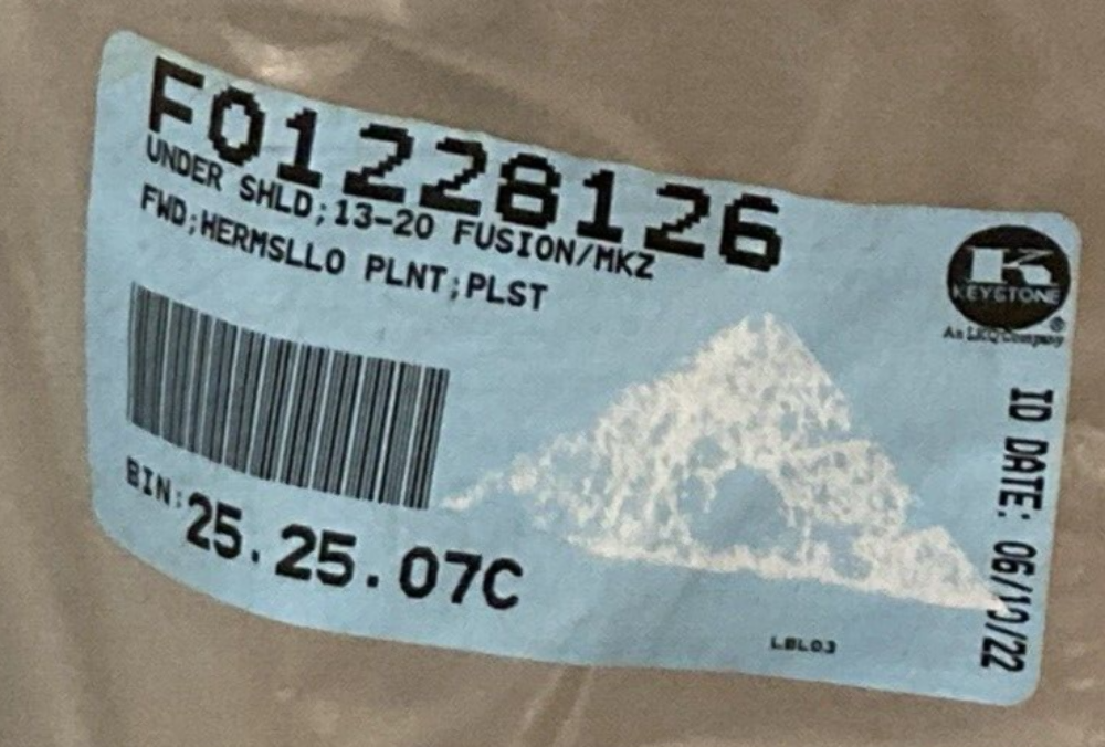 NEW GENUINE KEYSTONE F01228126 ENGINE SPLASH SHIELD '13-'20 FUSION MKZ