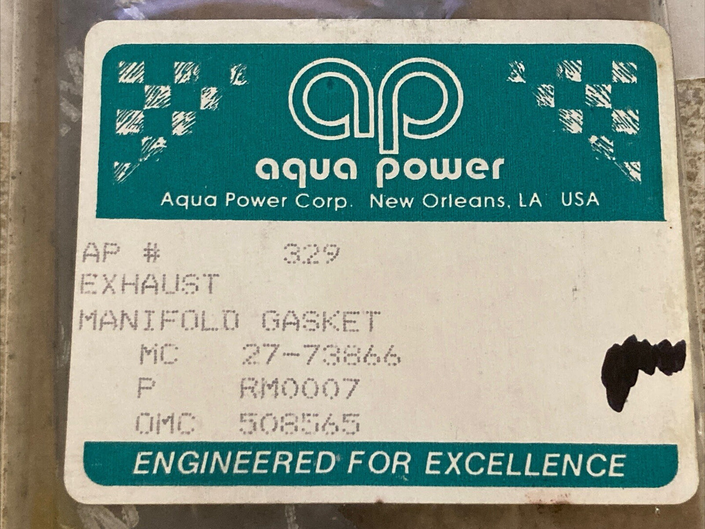 NEW AQUA POWER 329 GASKET EXHAUST MANIFOLD CYLINDER HEAD MERCURY 27-73866