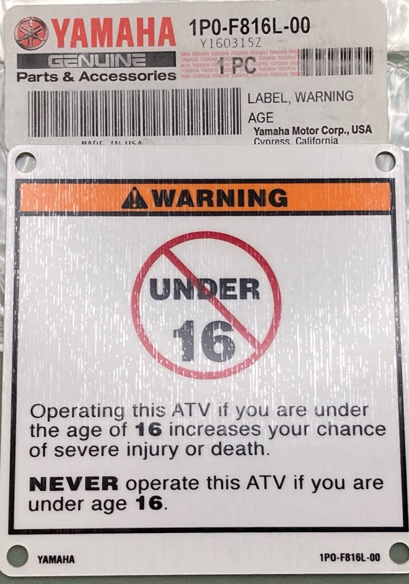 NEW GENUINE YAMAHA 1P0-F816L-00 AGE WARNING LABEL