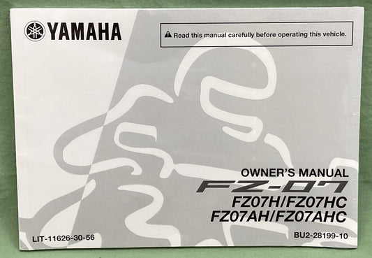 NEW GENUINE YAMAHA LIT-11626-30-56 OWNERS MANUAL FZ07 2017