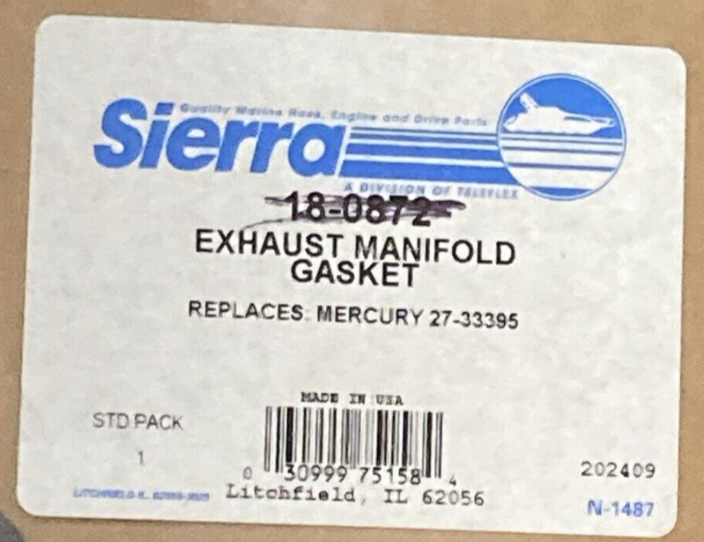 NEW GENUINE SIERRA 18-0872 Exhaust Manifold Gasket MERCURY 27-33395
