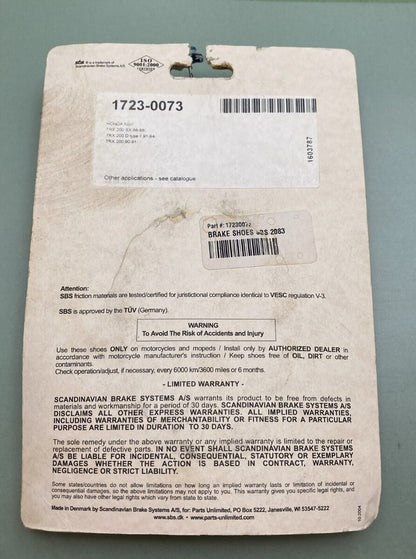 NEW PARTS UNLIMITED 1723-0073 / 2083 BRAKE SHOES HONDA