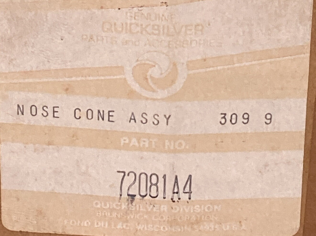 NEW GENUINE MERCURY QUICKSILVER 72081A4 NOSE CONE ASM