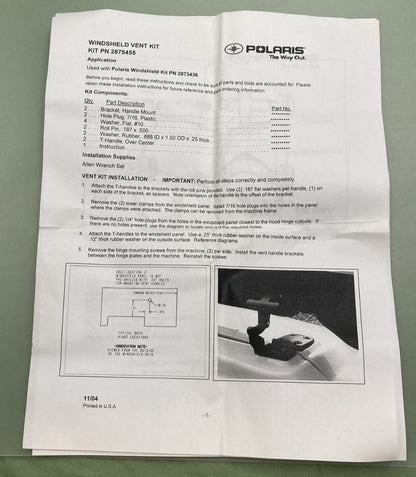 NEW GENUINE POLARIS 2875455 WINDSHIELD VENT KIT