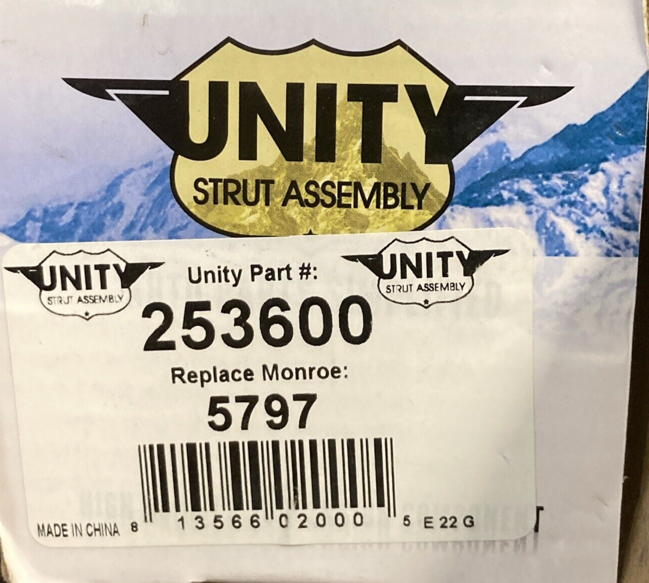NEW UNITY AUTOMOTIVE 253600 Rear Gas Shock Absorber W/ MOUNTING HARDWARE