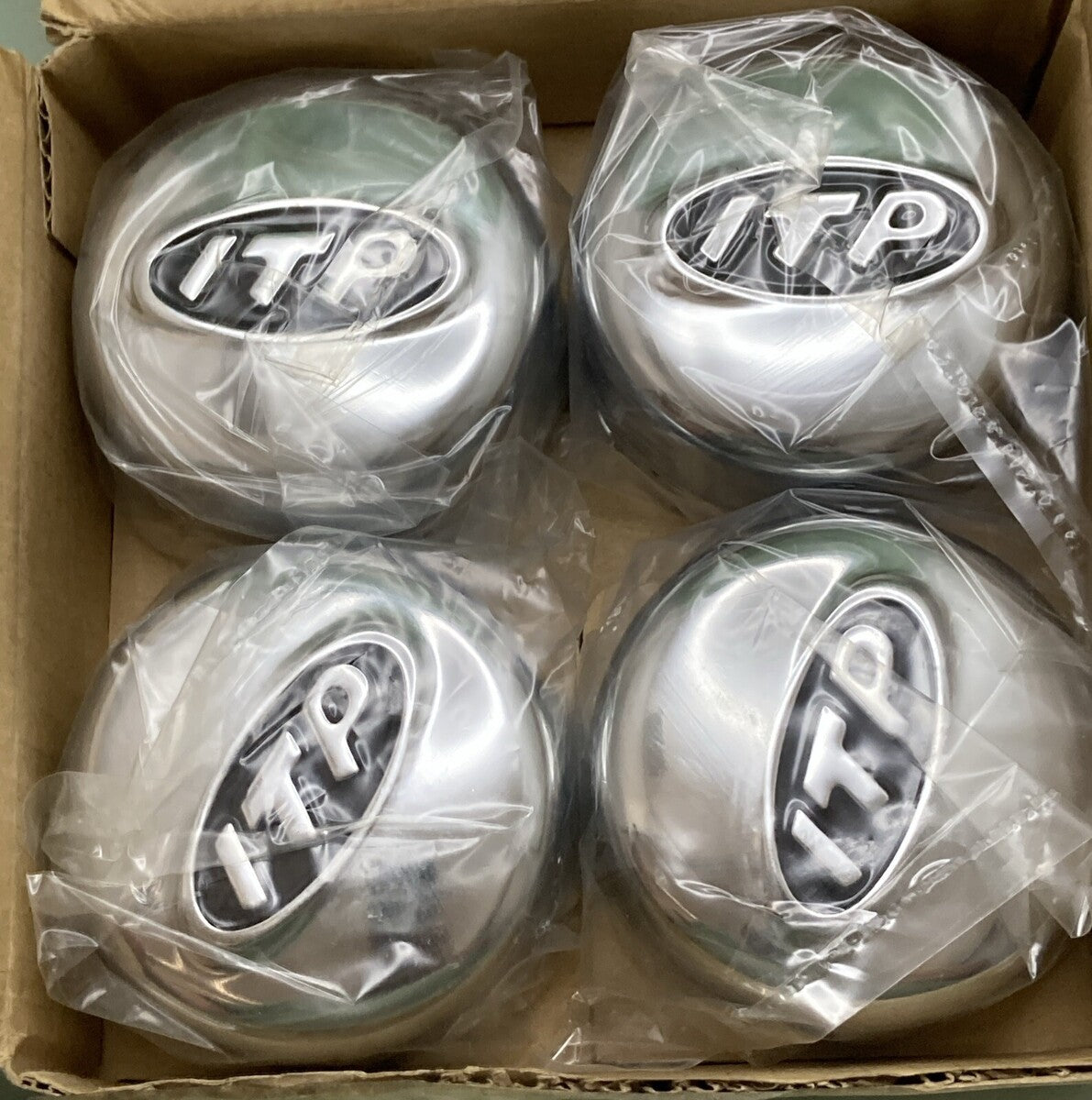 NEW GENUINE ITP ITP-C110BX STEEL WHEEL CENTER CAP SET, CHROME, T5 & T6, 4X110