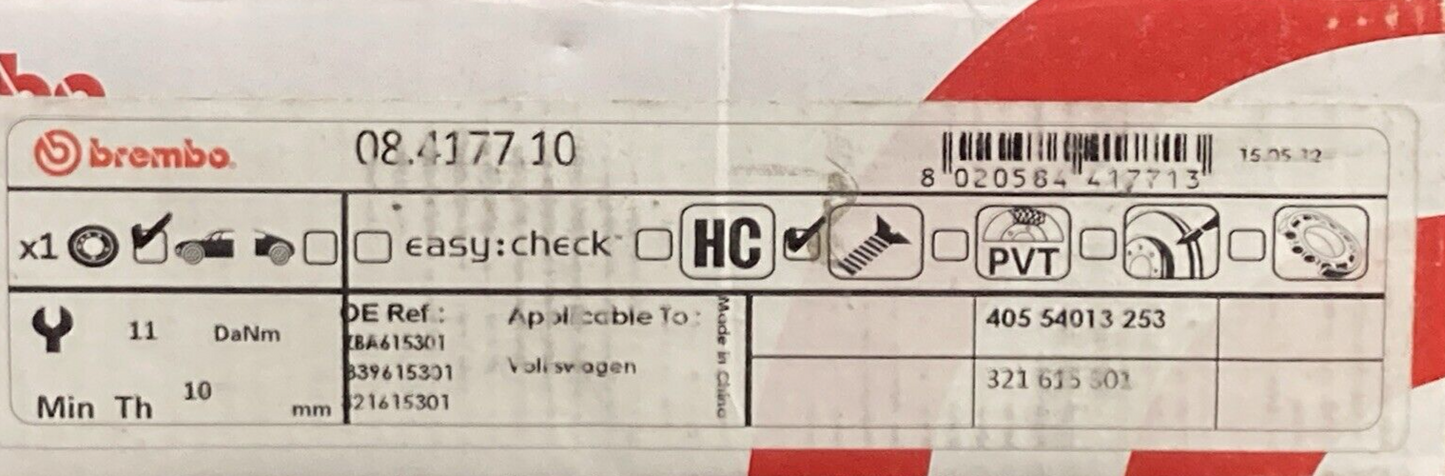 NEW BREMBO 08.4177.10 BRAKE ROTOR FRONT AUDI