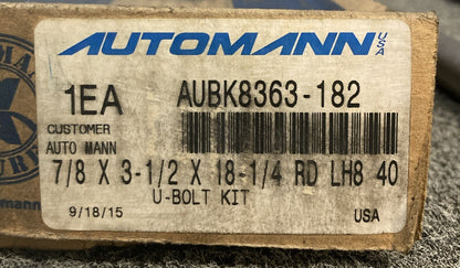 NEW AUTOMANN AUBK8363-182 SUSPENSION U Bolt Kit 7-8"x3-1-2"x18-1-4"