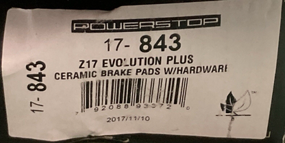 NEW POWER STOP 17-843 Z17 Brake Pad SET Evolution+ Ceramic Ford Mercury Mazda