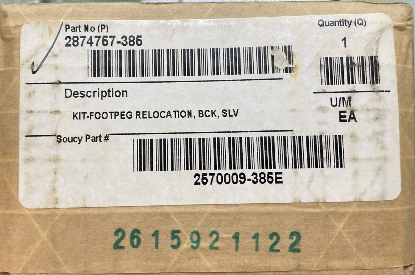 NEW GENUINE VICTORY 2874757-385 FOOTPEG RELOCATION BACK, SILVER, POLARIS