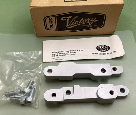 NEW GENUINE VICTORY 2874757-385 FOOTPEG RELOCATION BACK, SILVER, POLARIS