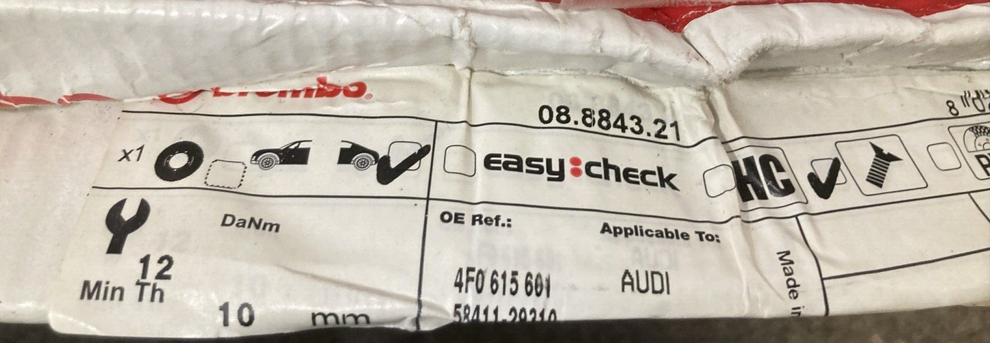 NEW Brembo 08.8843.21 Brake Rotor Solid UV Coated REAR AUDI
