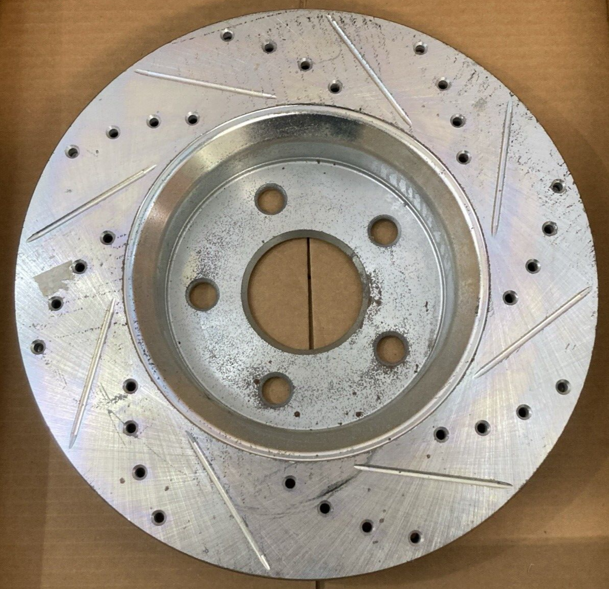NEW DYNAMIC FRICTION 631-42005L BRAKE ROTOR Drilled Slotted Silver FRONT LEFT