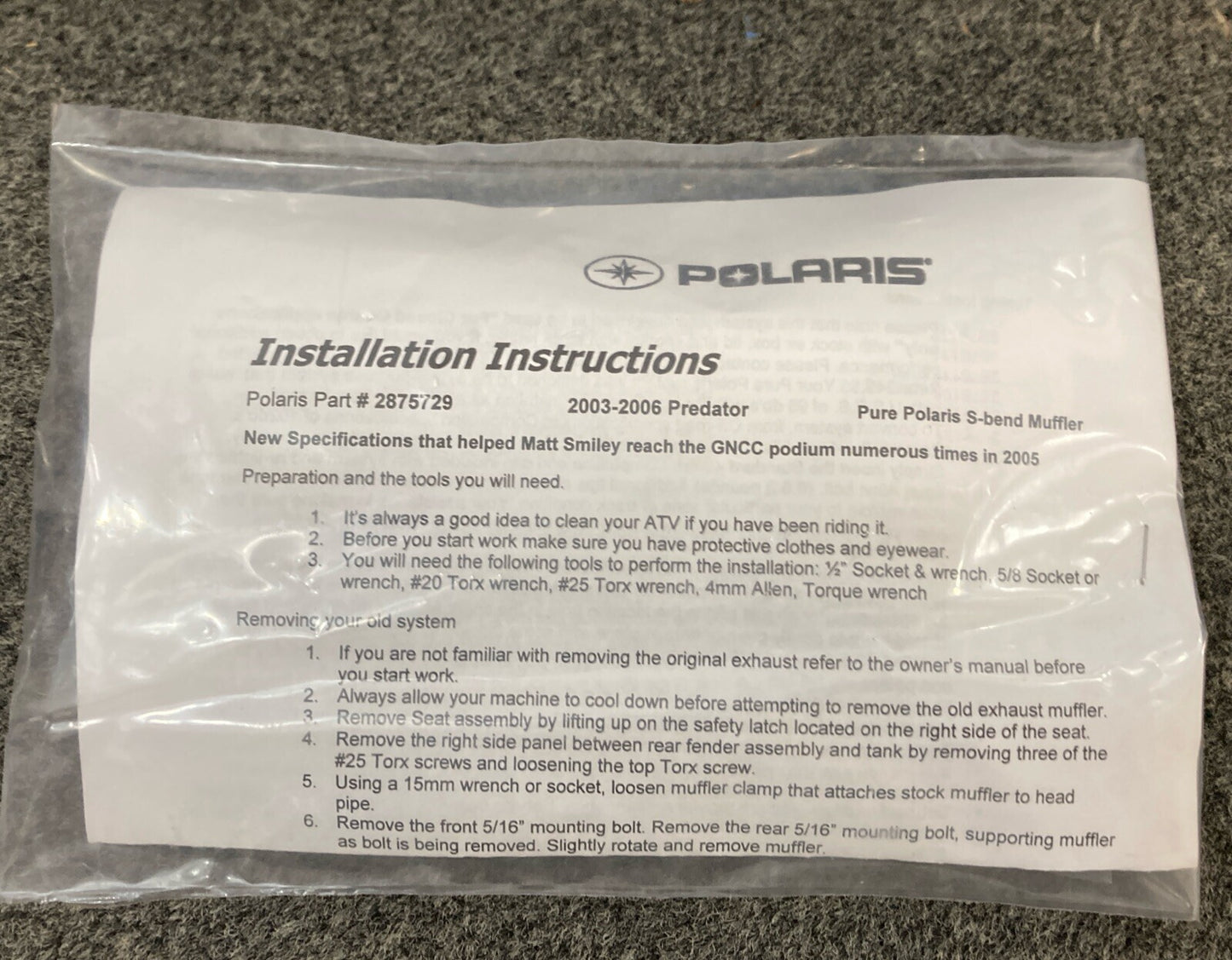 NEW GENUINE POLARIS 2875729 S-BEND MUFFLER, PREDATOR 500, 2003-2006