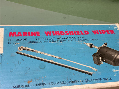 NEW AFI 32001 MARINE WINDSHIELD WIPER KIT STD 80-12MM-D, 11" BLADE, 12V