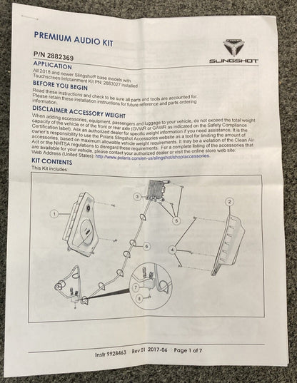 NEW GENUINE POLARIS SLINGSHOT 2882369 KPREMIUM AUDIO KIT