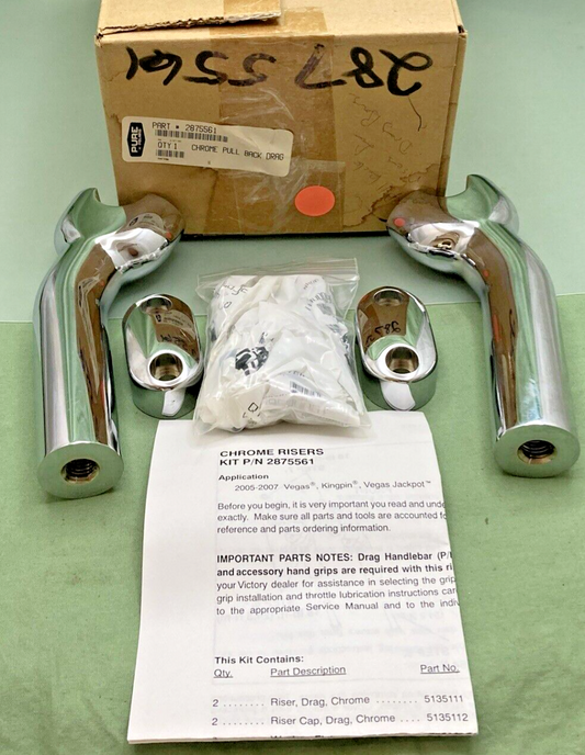 NEW GENUINE POLARIS VICTORY 2875561 CHROME PULL BACK DRAG RISER KIT