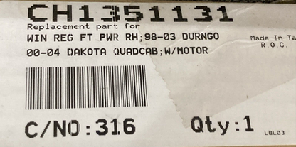 NEW HANSUN 8820-0021 POWER WINDOW REGULATOR ASSEMBLY FRONT RIGHT DODGE