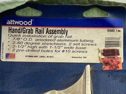 NEW ATTWOOD 9138 HAND/GRAB RAIL ASSEMBLY 7/8" ALUMINUM TUBING