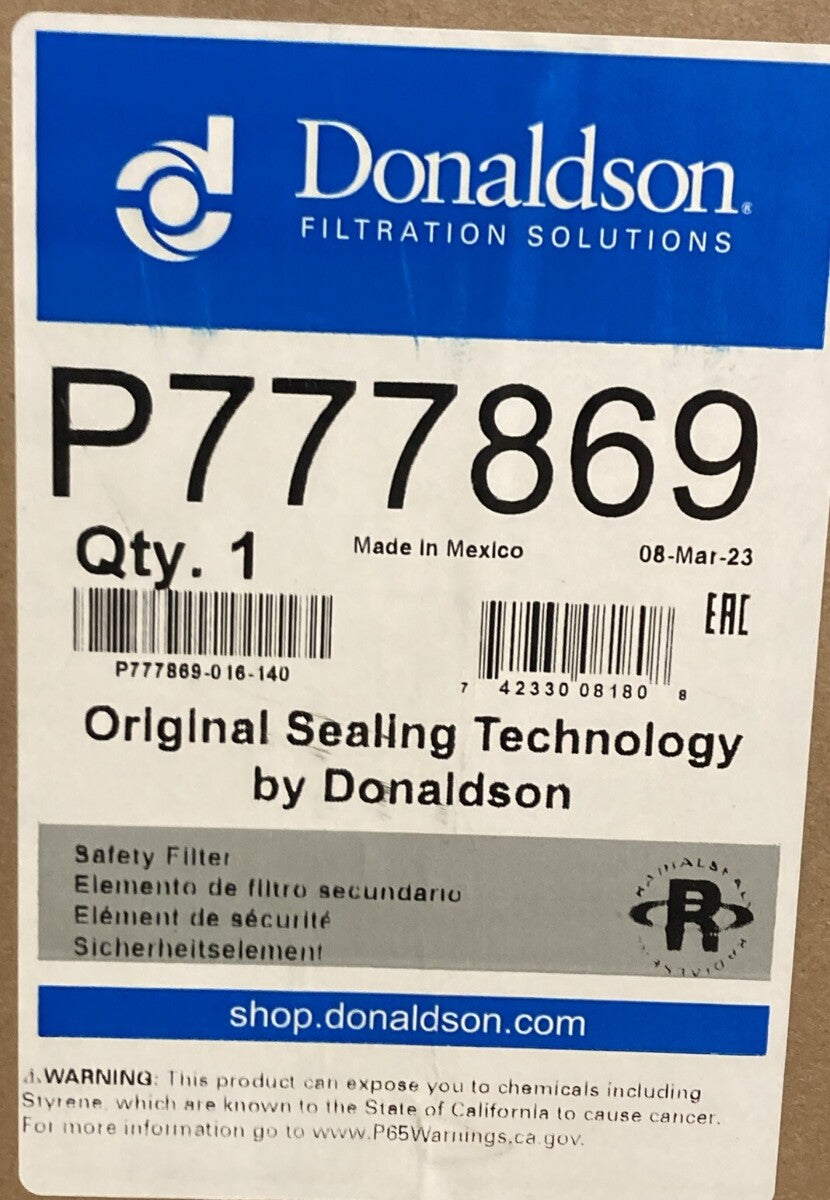NEW GENUINE DONALDSON P777869 AIR FILTER, SAFETY RADIALSEAL