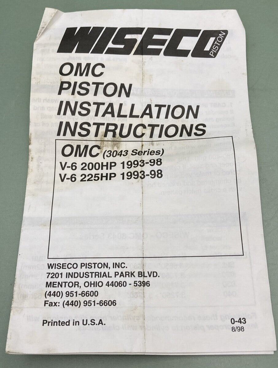NEW GENUINE WISECO 3043PS OMC LOOP CHARGE PORT PISTON