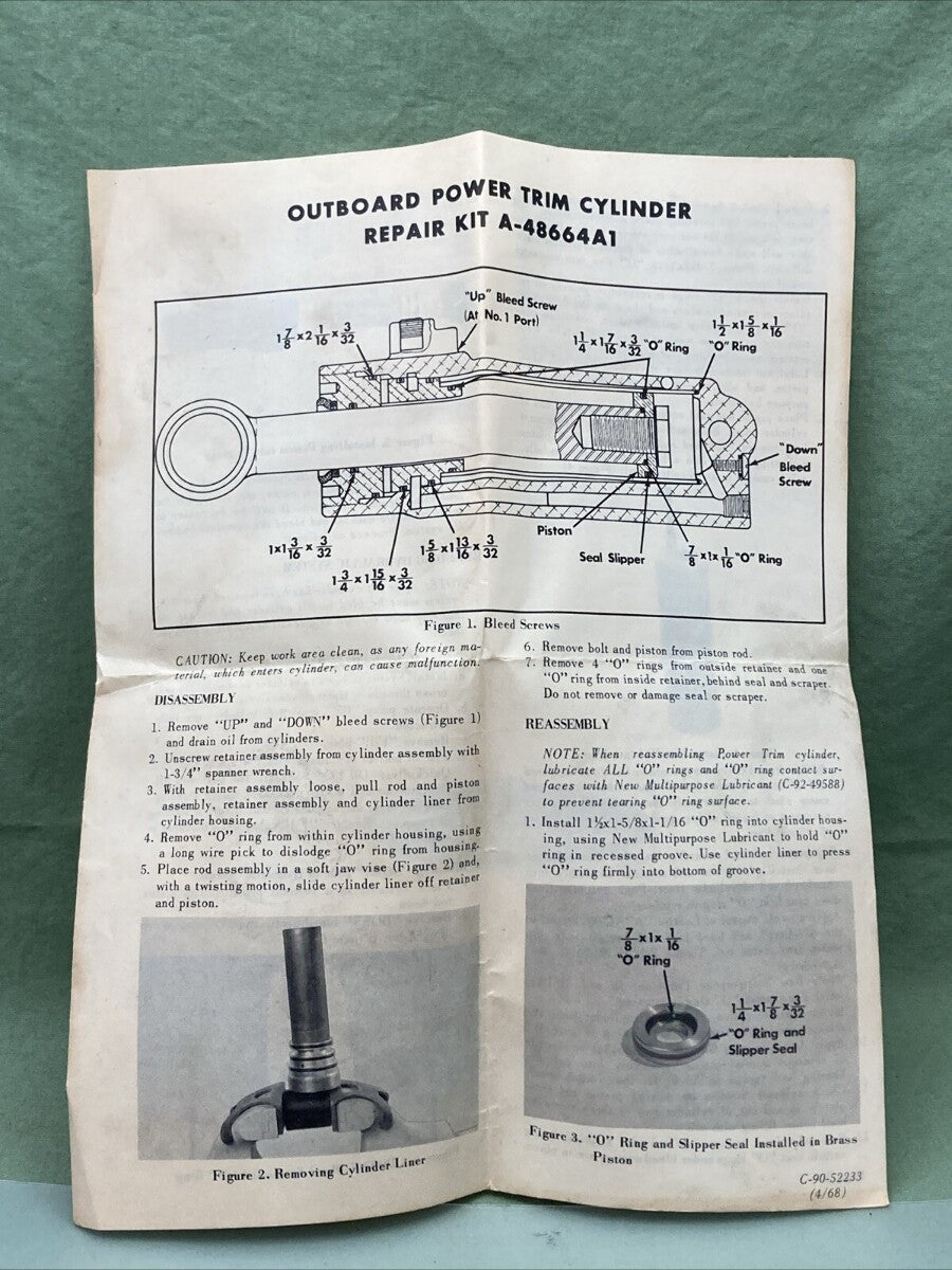 NEW MERCURY 48664A1 REPAIR KIT FOR 1" ROD, INCOMPLETE KIT