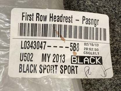 NEW REPLACES FORD L0343047 FIRST ROW HEADREST PASNGR BLACK SPORT 2013