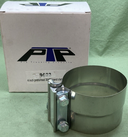 NEW PRO TRUCKING PRODUCTS 9623 4" Stainless Preformed Lap Joint Exhaust Clamp
