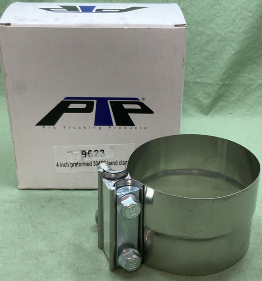 NEW PRO TRUCKING PRODUCTS 9623 4" Stainless Preformed Lap Joint Exhaust Clamp