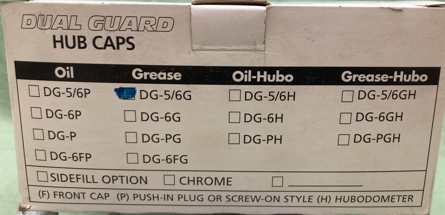 NEW DUAL GUARD DG-5/6G HUB CAP GREASE COMMERCIAL TRUCK TRAILER W/ GASKET