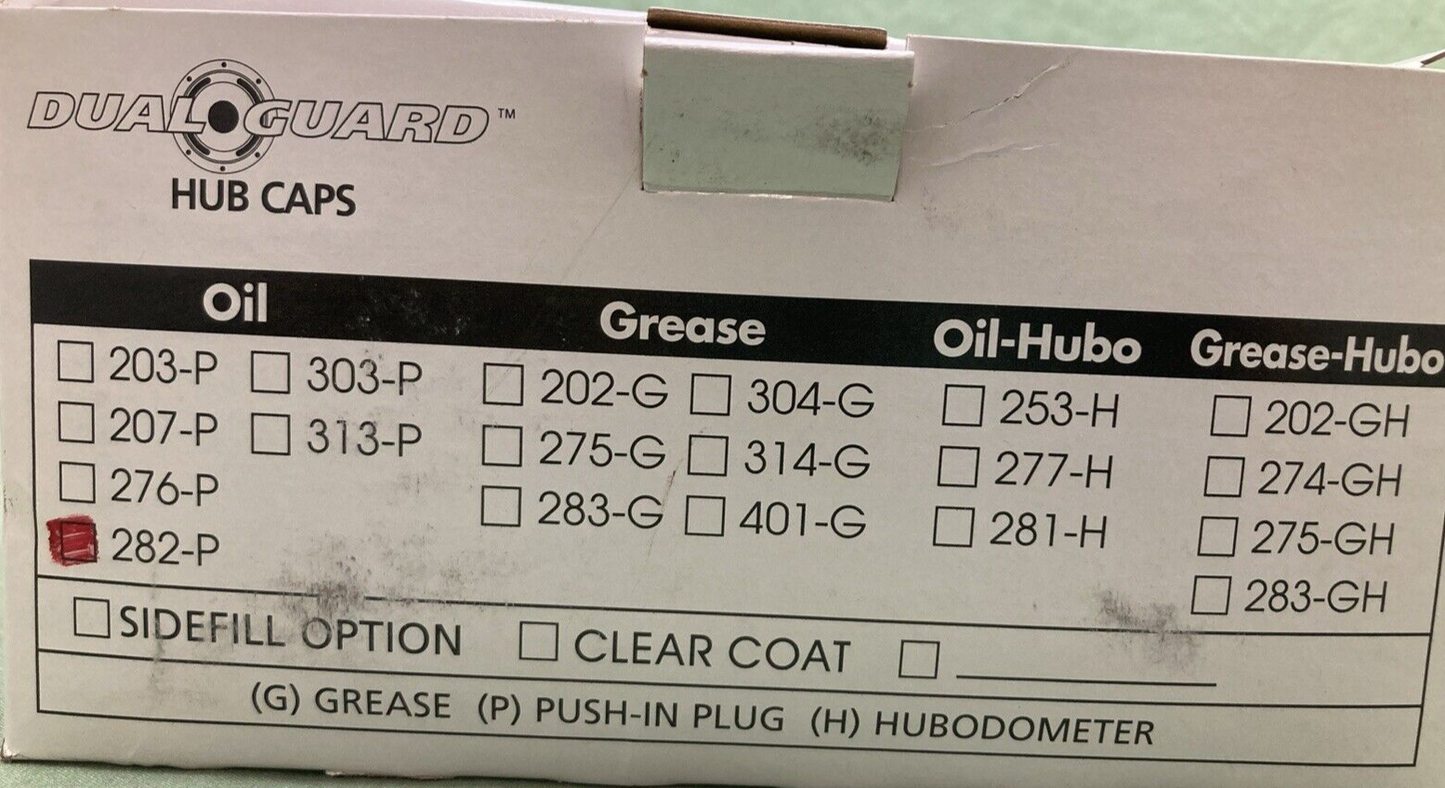 NEW DUAL GUARD 282-P HUB CAP OIL TRAILER W/ GASKET