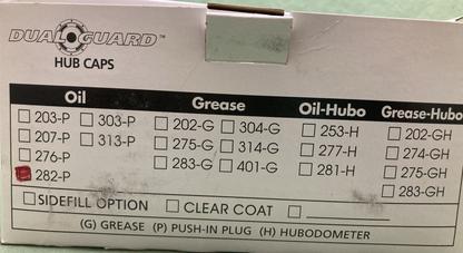 NEW DUAL GUARD 282-P HUB CAP OIL TRAILER W/ GASKET