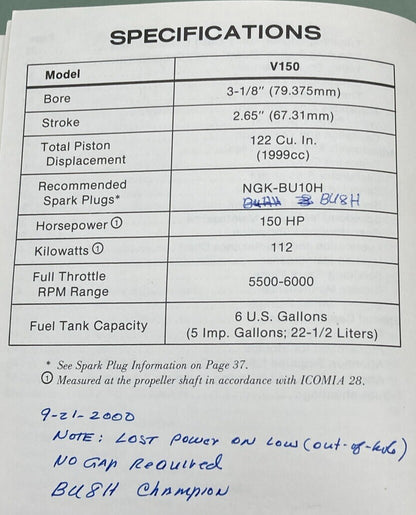 GENUINE MERCURY 90-12070 OPERATION & MAINTENANCE MANUAL MODEL V150 XR-2 1984