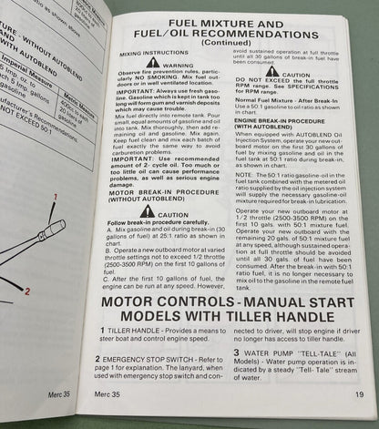 GENUINE MERCURY 90-15022880 OPERATION & MAINTENANCE MANUAL MODEL 35 1987