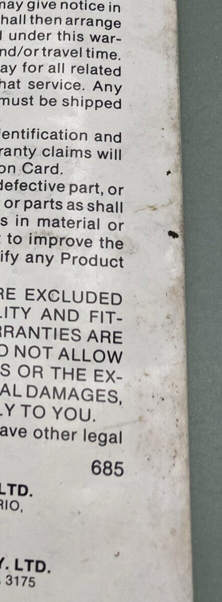 GENUINE MERCURY 90-12428871 OPERATION & MAINTENANCE MANUAL MODEL 70 80 90 1986