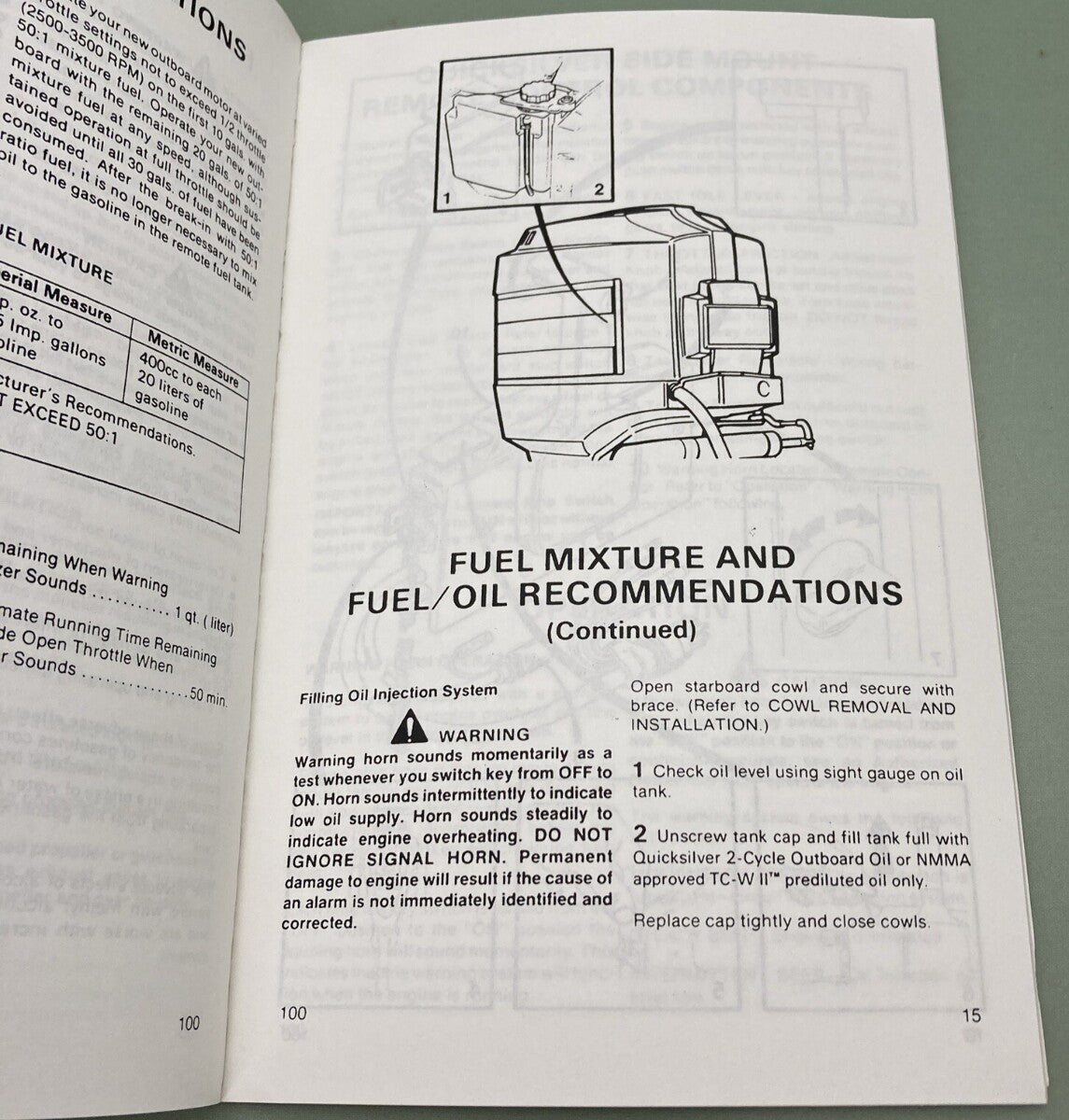 GENUINE MERCURY 90-12428920 OPERATION & MAINTENANCE MANUAL MODEL 75 90 1991