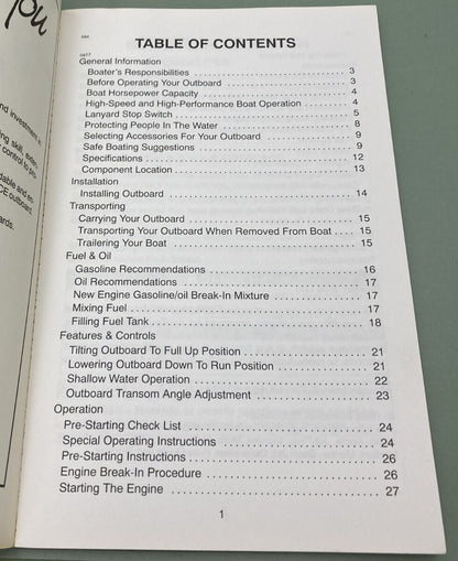 GENUINE MERCURY 90-830732 FORCE OPERATION & MAINTENANCE MANUAL 9.9/15 1995