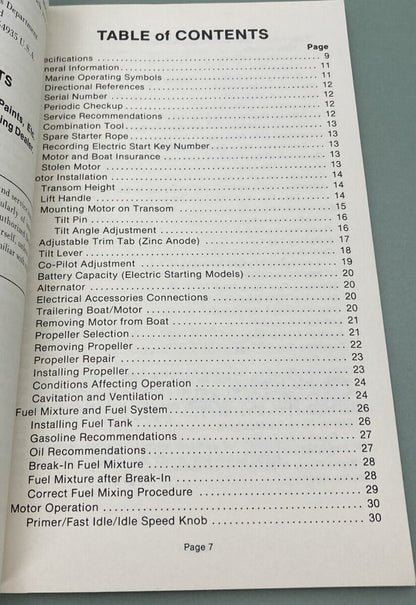 GENUINE MERCURY 90-44421 MERCURY OPERATION & MAINTENANCE MANUAL 20 MODELS 1984