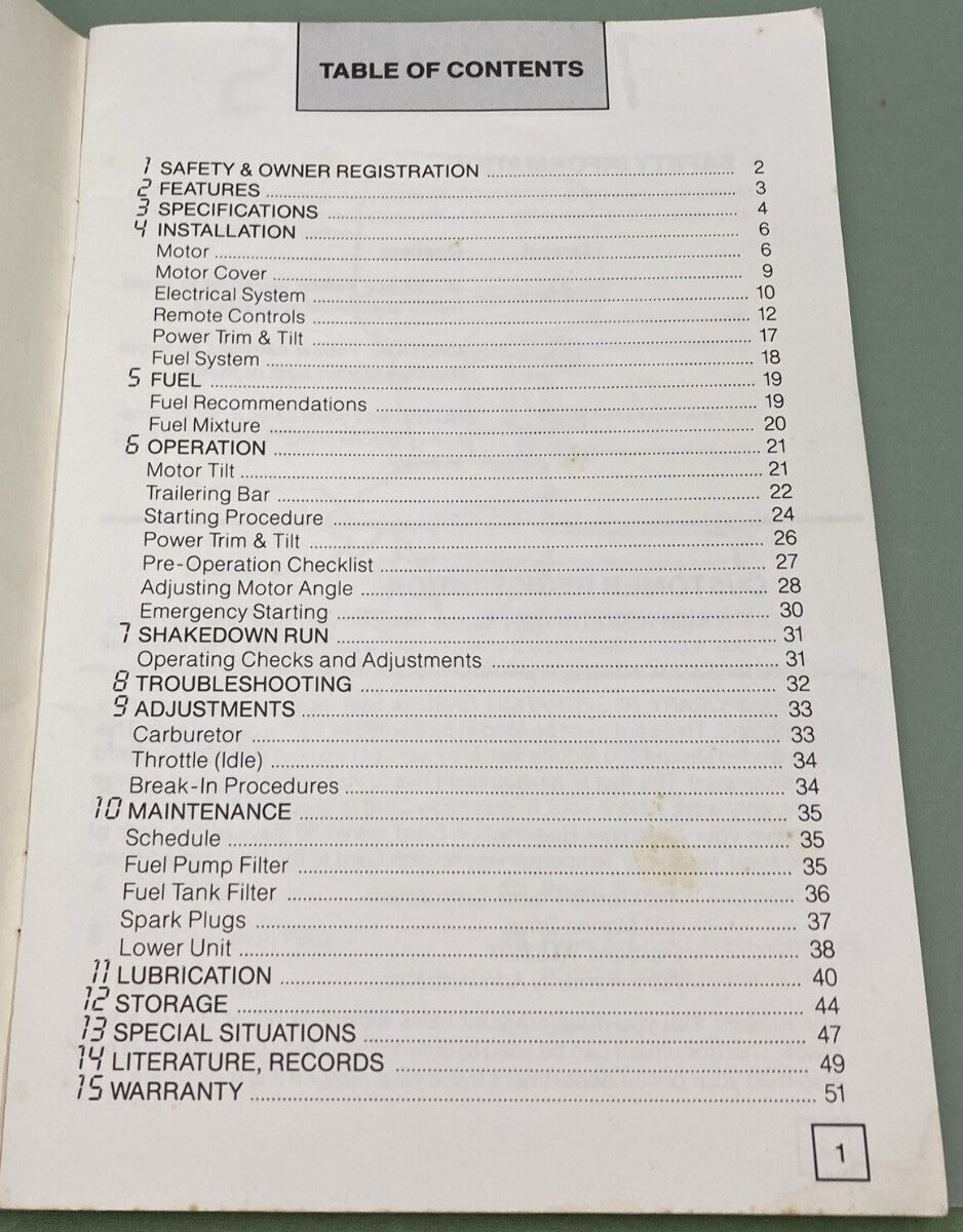 MERCURY FORCE OUTBOARDS 0B4204-1 OPERATOR'S MANUAL 85/125