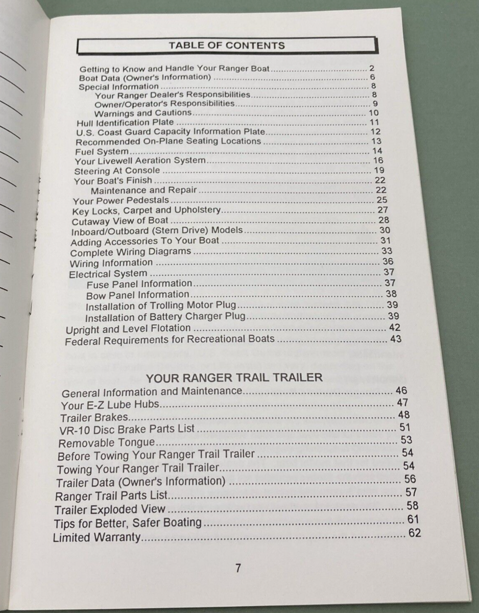 RANGER BOATS/RANGER TRAIL TRAILERS 1-94-2000-94MY OWNER OPERATOR MANUAL 1993