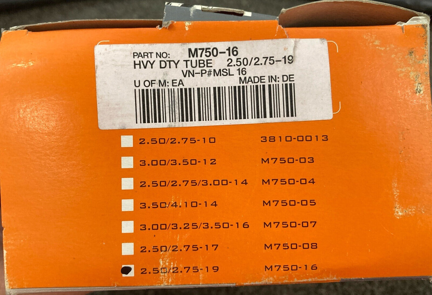 NEW GENUINE MOOSERACING M750-16 HEAVY DUTY INNER TUBE 2.50/2.75-19